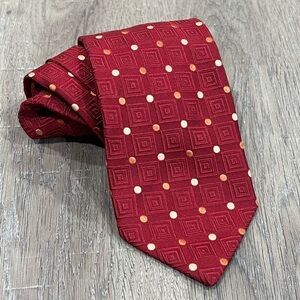 Ermenegildo Zegna Tie Red Polka Dot Classic Power 100% Silk Made in Italy